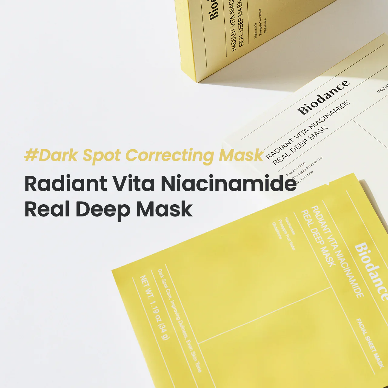 BIODANCE Yellow Radiant Vita Niacinamide Real Deep Mask (1pc) - Image 3